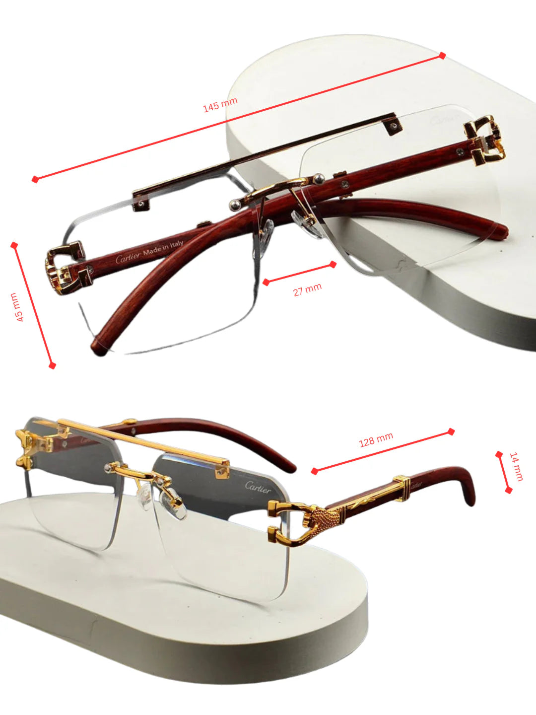 Transition Black Rimless Sunglasses
